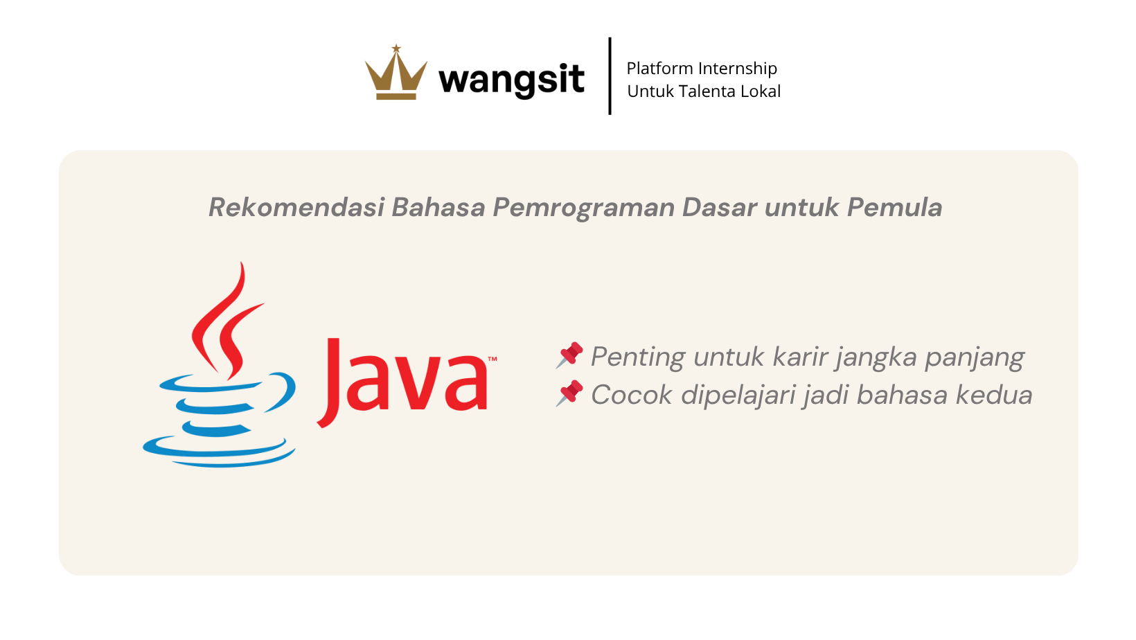 Rekomendasi Bahasa Pemrograman Dasar untuk Pemula yaitu java.