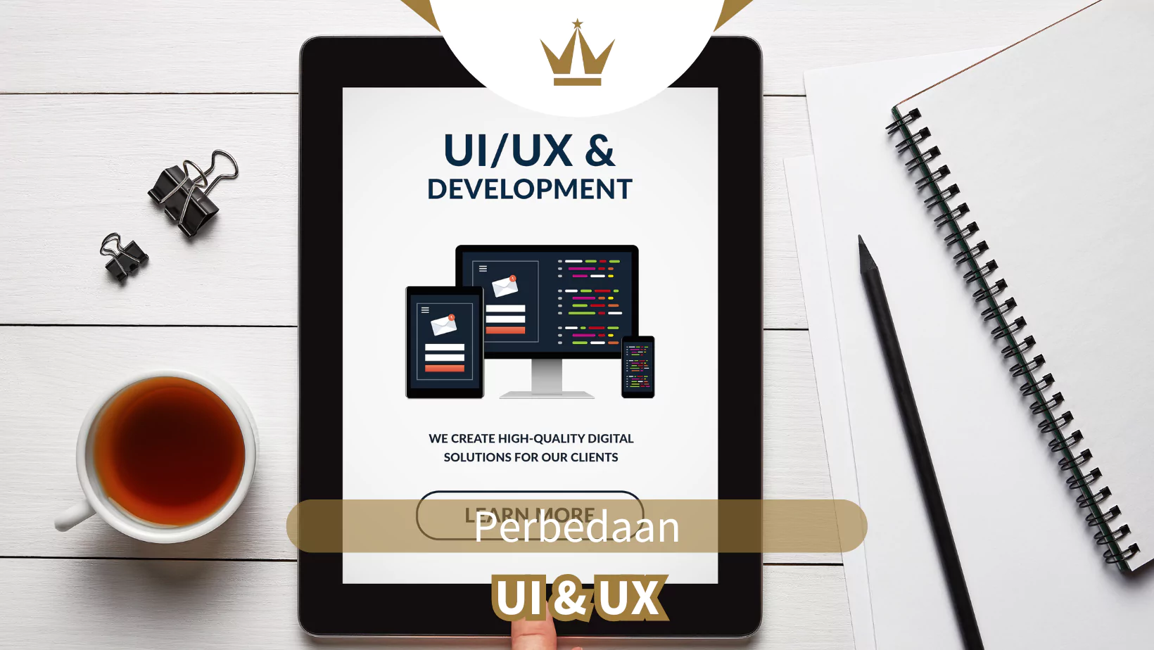 Ilustrasi UI dan UX menggunakan tablet