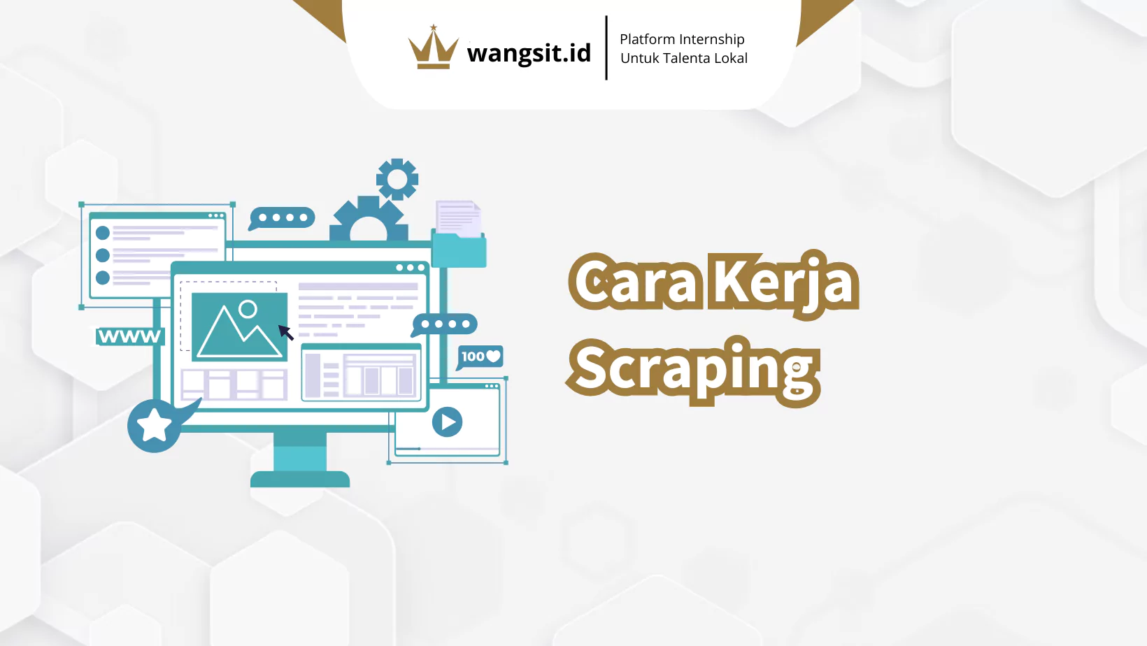 Ilustrasi website berisi teks untuk menggambarkan topik artikel tentang cara kerja scraping adalah.