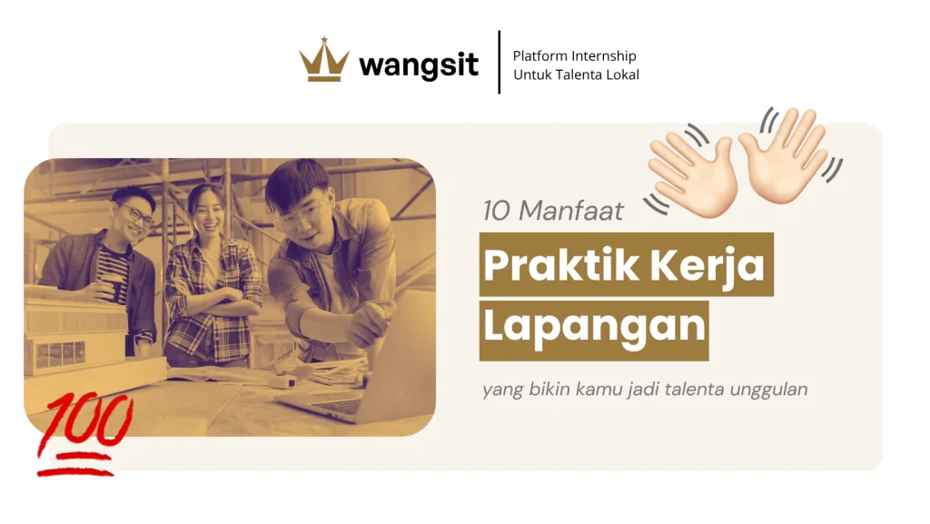 ilustrasi tiga orang pelajar yang sedang berdiskusi di depan laptop untuk sampul artikel dengan topik manfaat pkl bagi siswa.