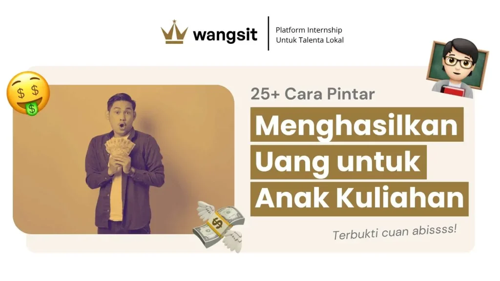 Ilustrasi mahasiswa sedang mencari cara menghasilkan uang tambahan sambil kuliah melalui berbagai peluang usaha.